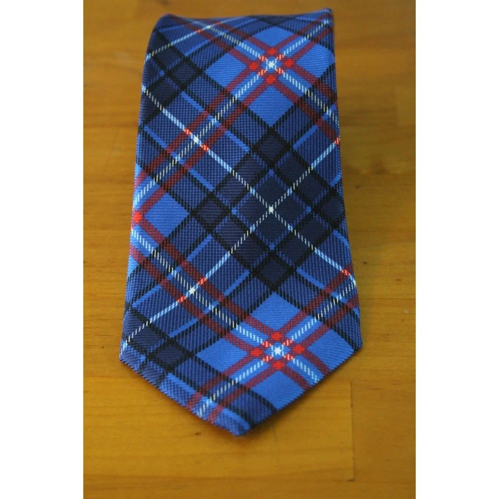 CANTINI FIRENZE Handmade Italy Silk Tie Blue Red Black Plaid Mens Necktie